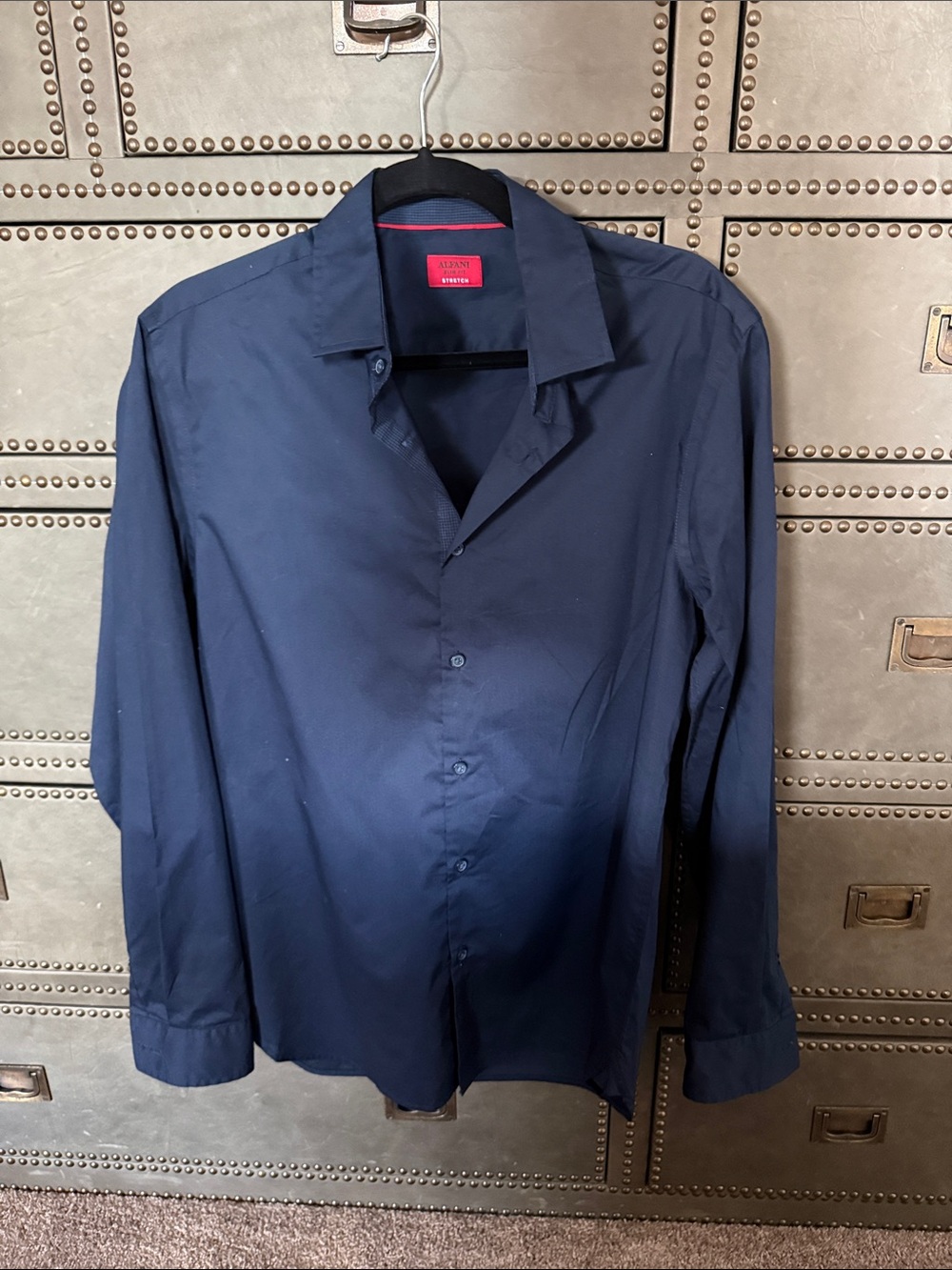 Alfani slim fit Men's Dark Navy Button-Down Dress Shirt